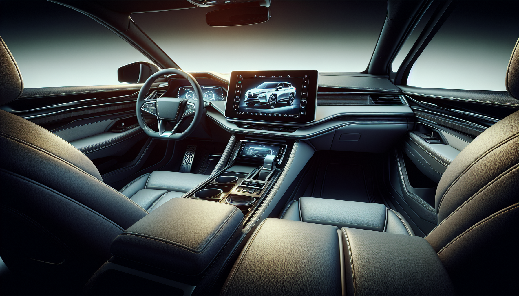 modern vehicle interior with upgraded display
