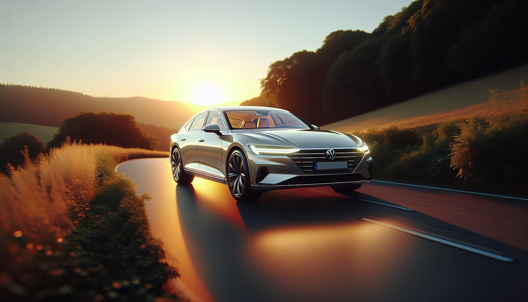 modern vehicle at golden hour