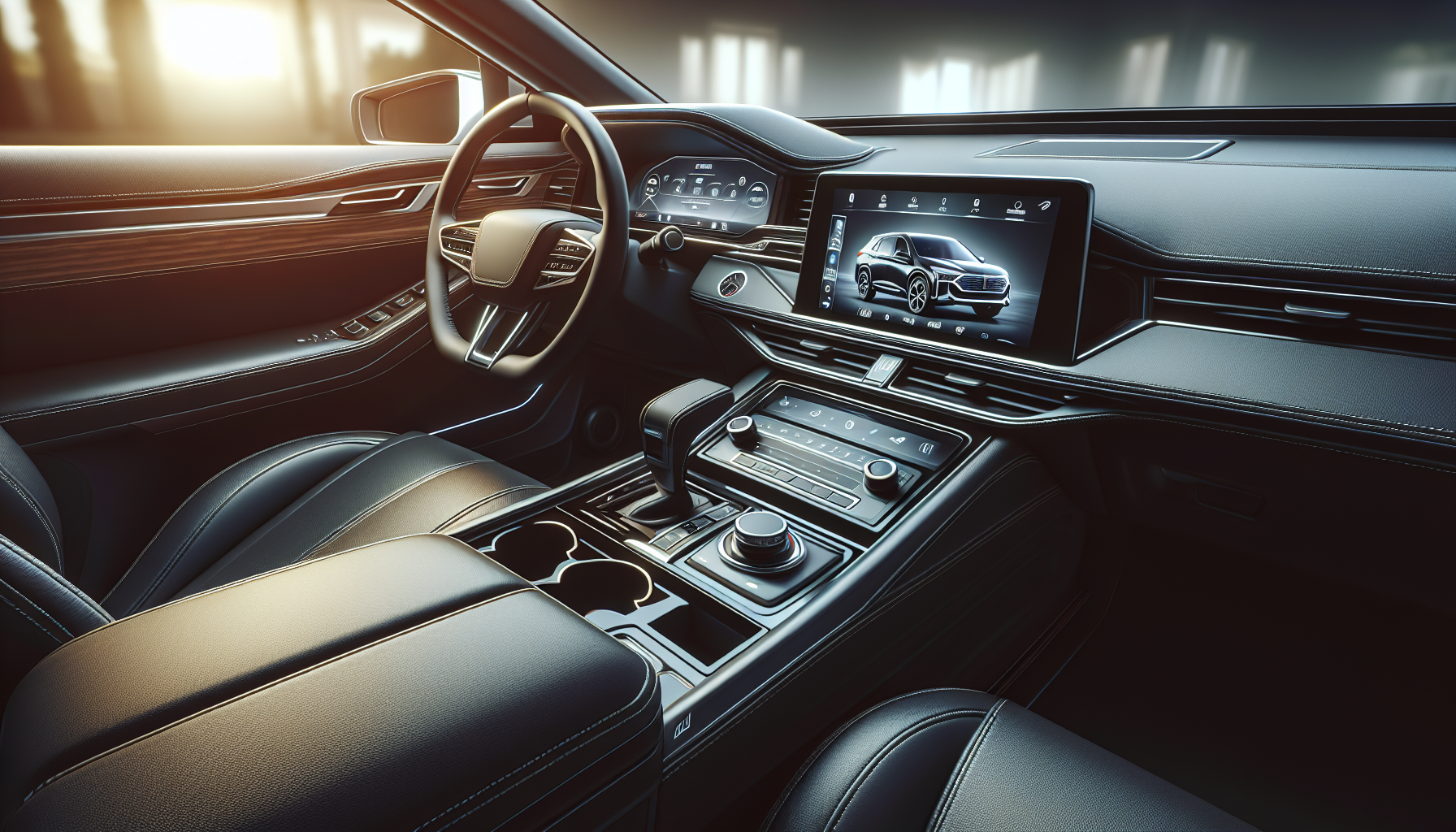 modern vehicle interior with upgraded display