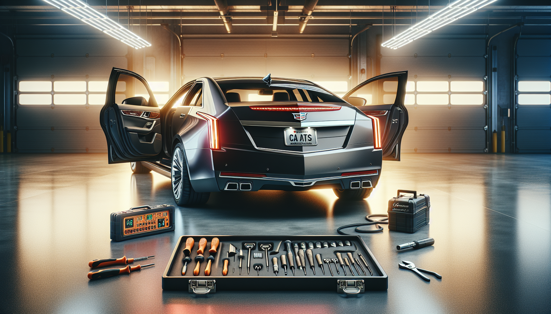 Cadillac ATS in garage ready for installation