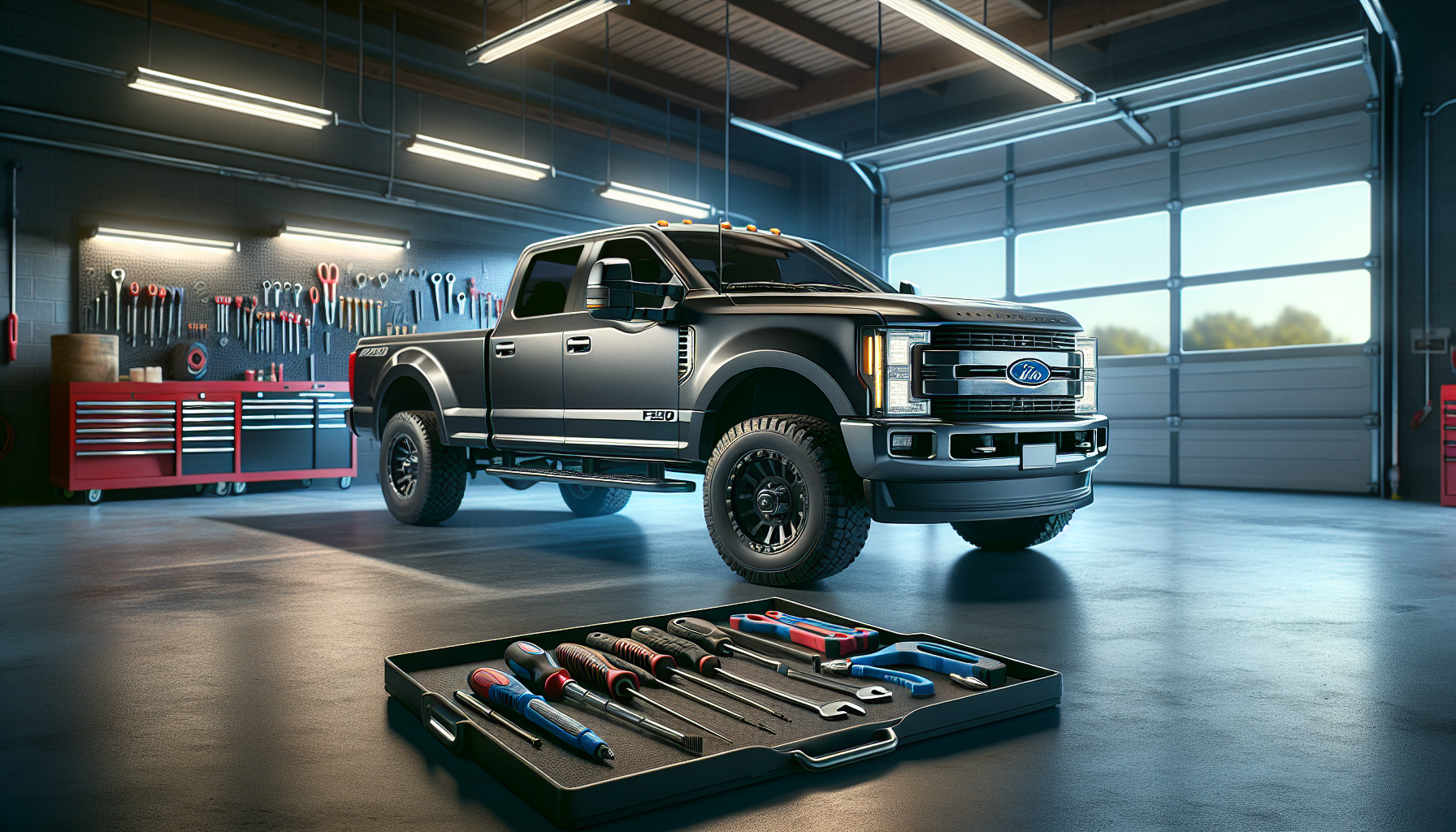 Ford F250 in garage ready for installation