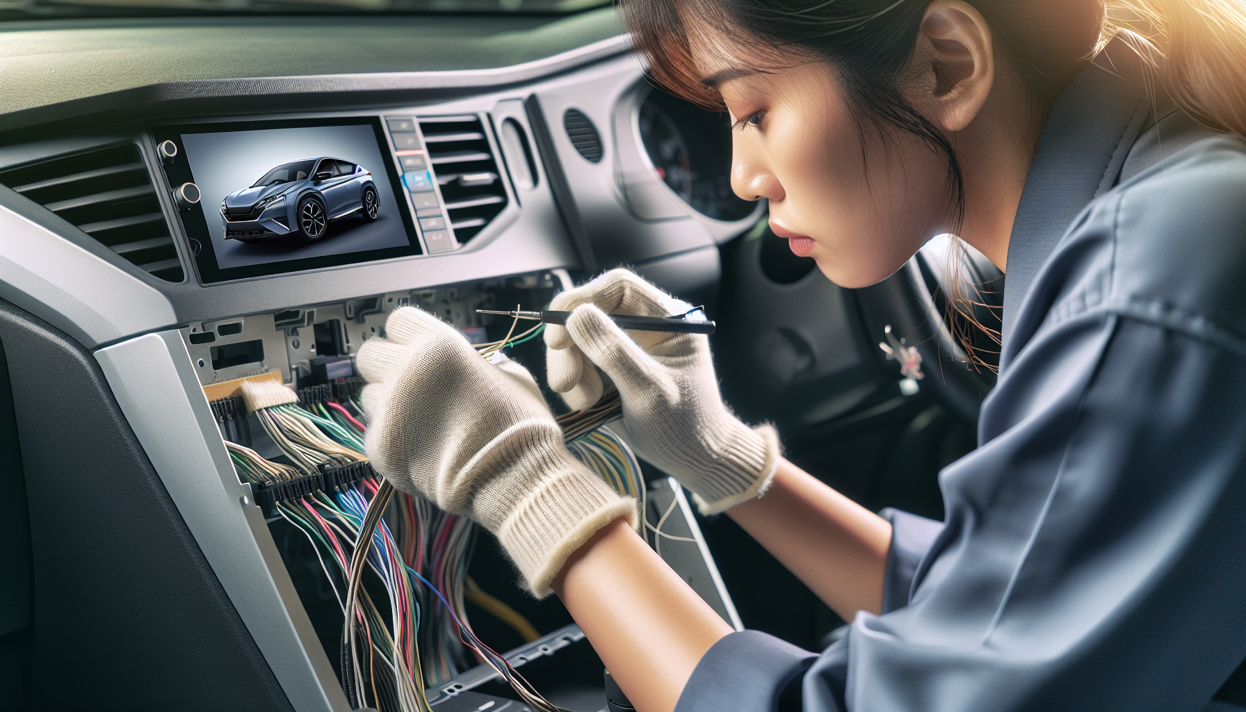 Wiring installation behind dashboard