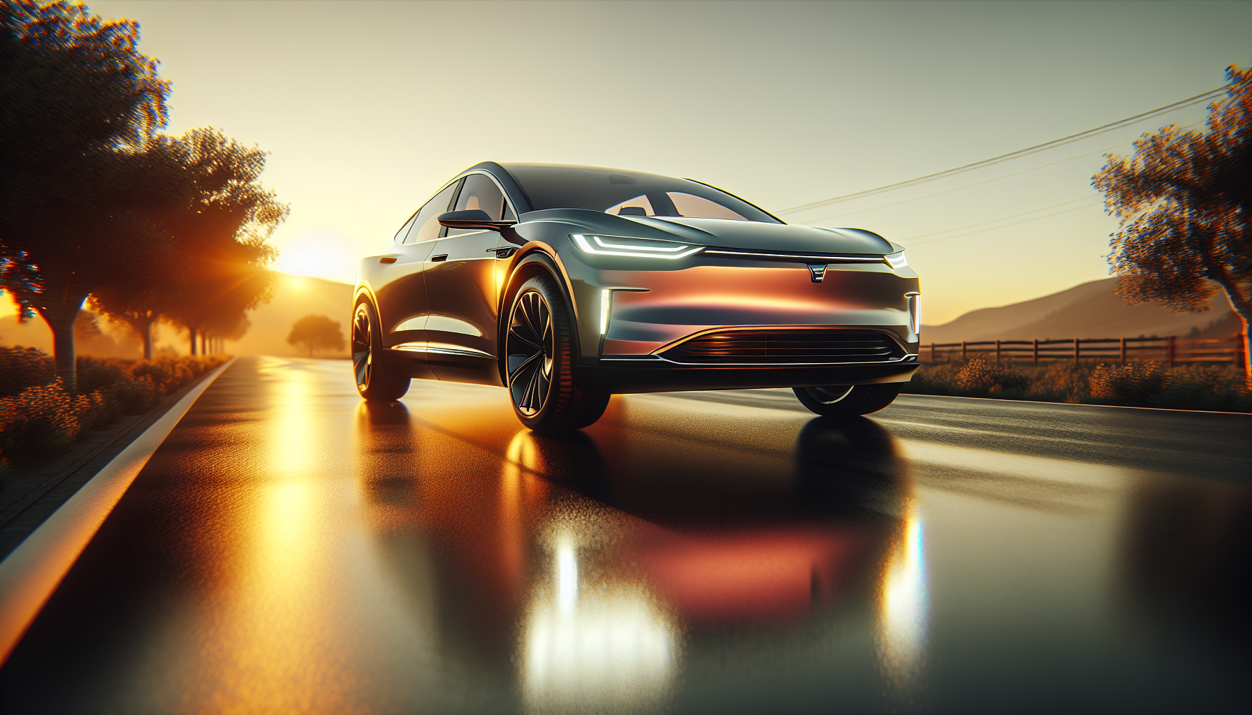 modern vehicle at golden hour