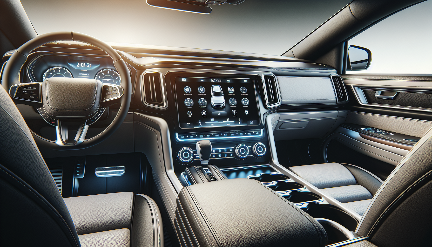 modern vehicle interior with upgraded display