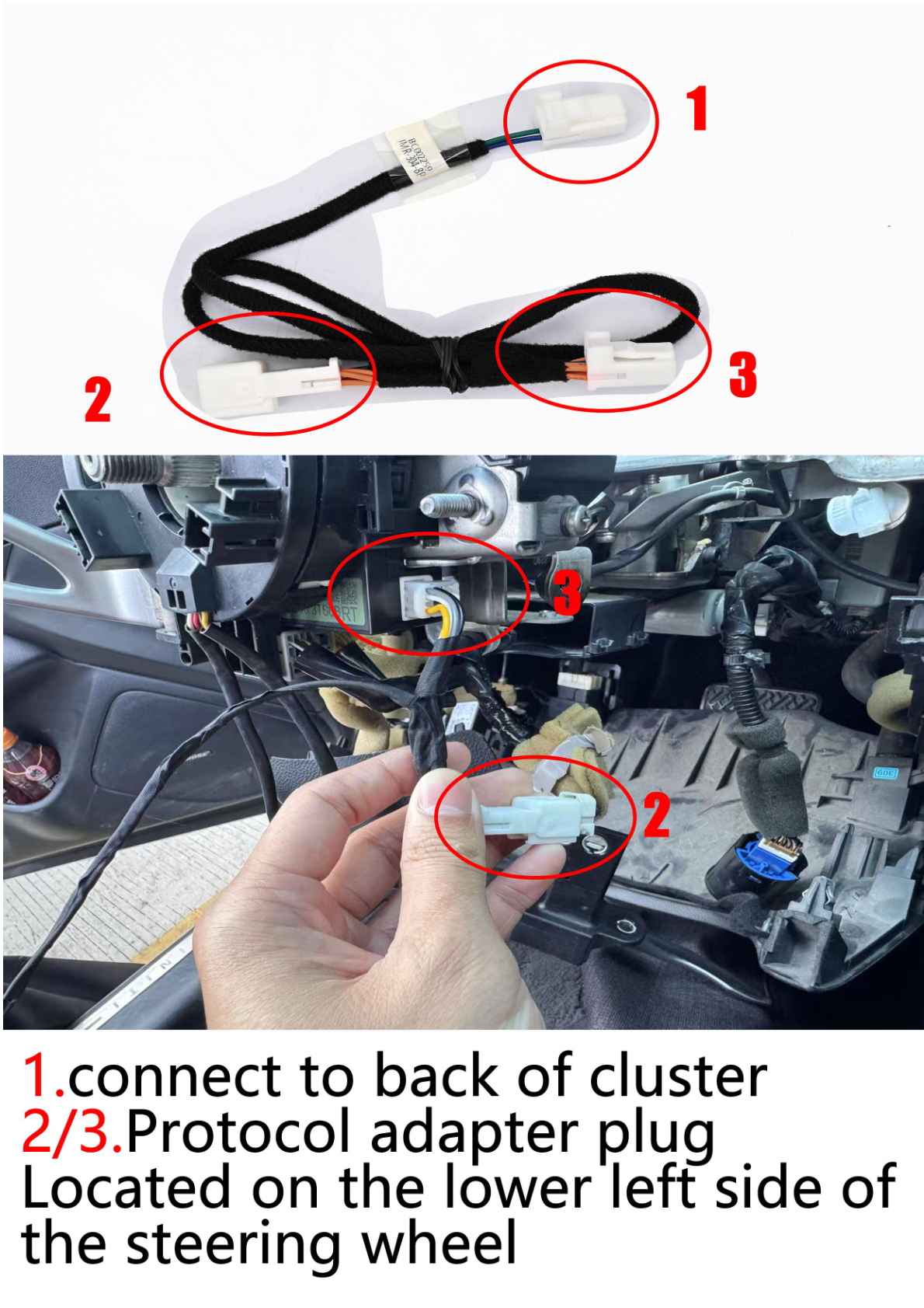 Infiniti G37 - Photo showing the back of an aftermarket head unit with labeled ports and sockets.