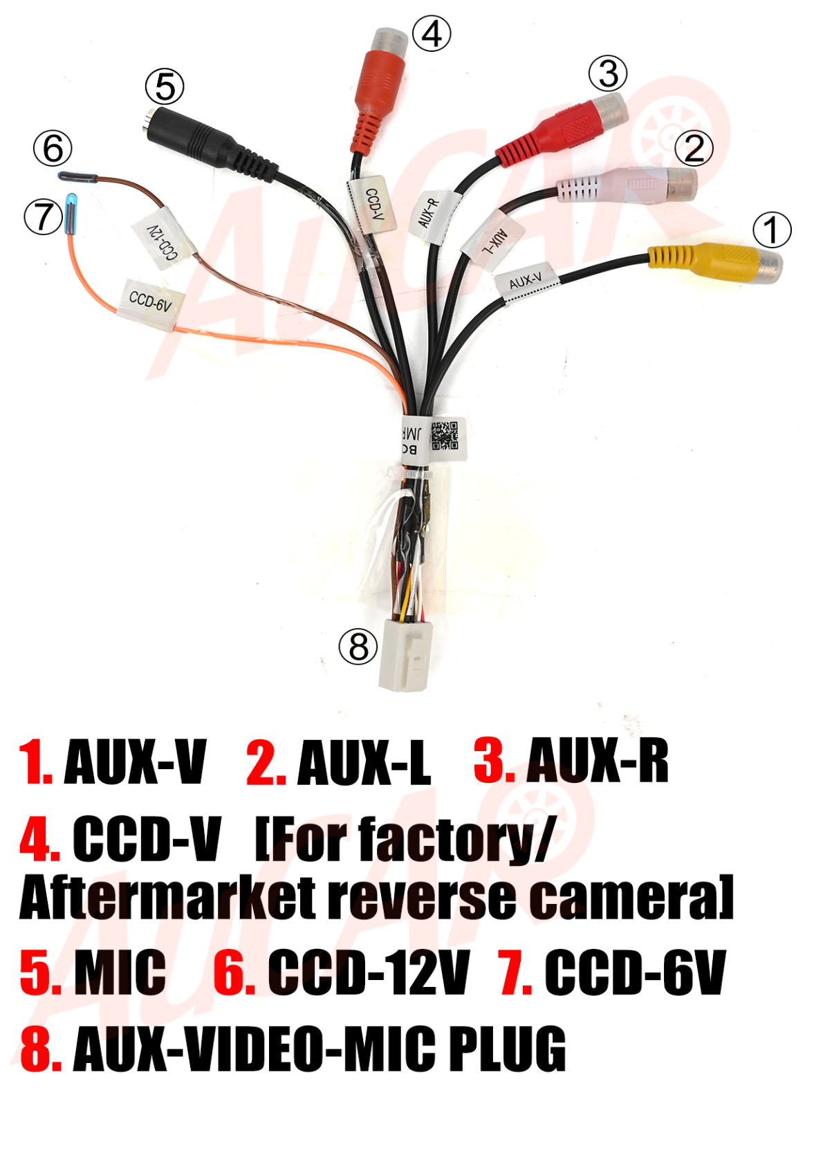 Maserati Gran Turismo GT - Wiring connections for an aftermarket head unit with labeled connectors.
